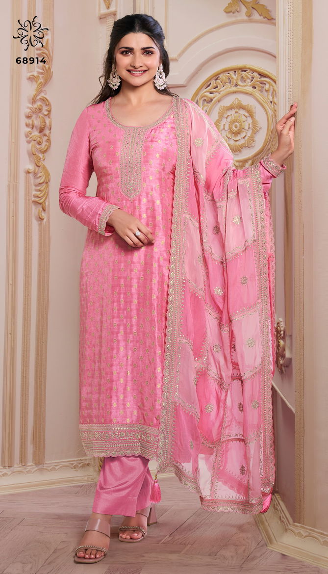 Shristi Light By Vinay Kuleesh Embroidered Dola Jacquard Salwar Kameez Suppliers In India
